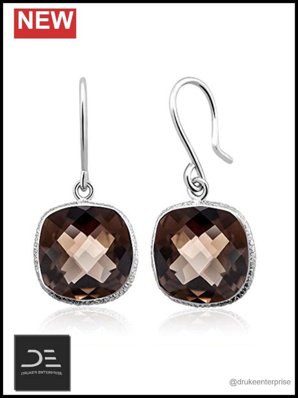 Sterling Silver Smokey Quartz Dangle Earrings 12ctw
